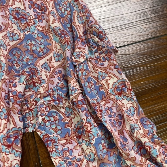 Frye Violet Dusk Paisley Floral Peasant Top Size XS - Picture 4 of 11